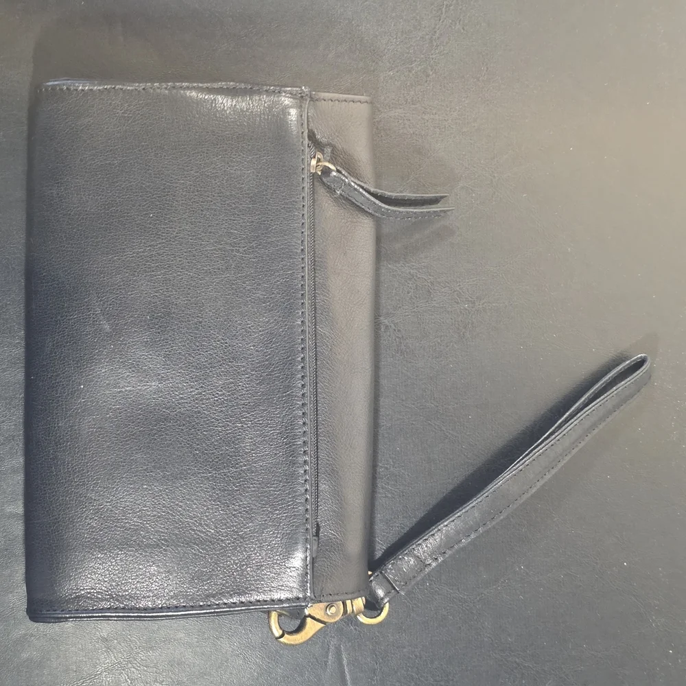 DAY & MOOD Black Leather Clutch Wristlet Wallet Anthropologie